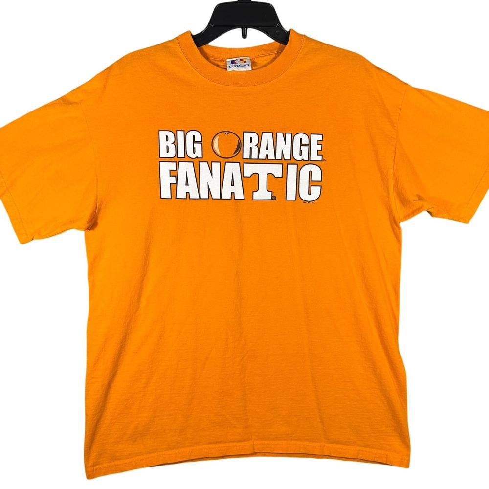 VTG Castaways‎ Tennessee Graphic T-Shirt Mens L Orange Big Orange Fanatic NCAA